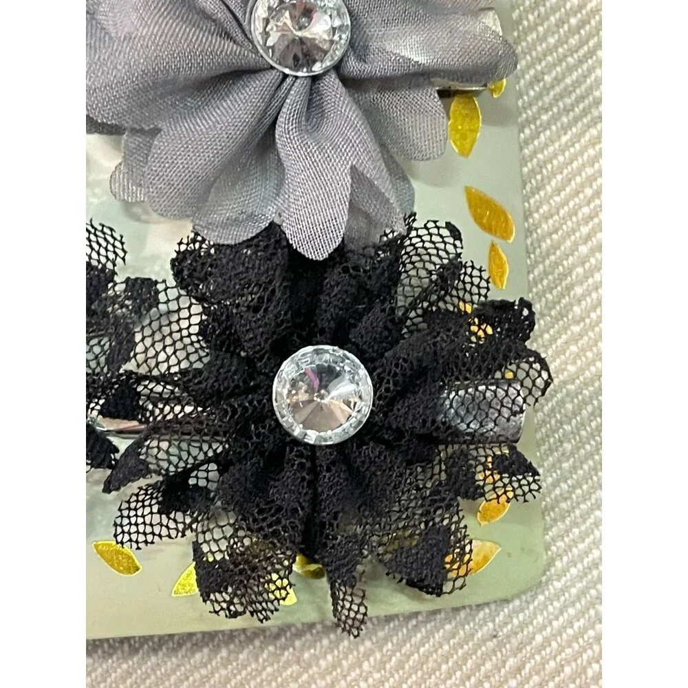 N by Noir Hair Clip Barrettes NEW Floral Set of 6